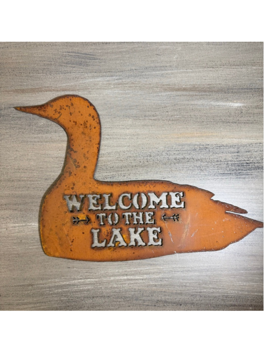 "Welcome to the Lake" rustic metal loon wall sign 12x8.5” Cabincore Cottagecore